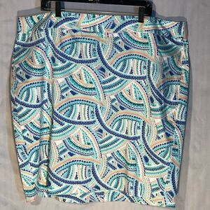 Lane Bryant Bright Green Peach Cream Straight Skirt Back Zipper Plus Size 24